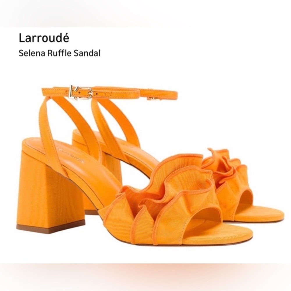 Larroudé Selena Ruffle Sandal — Orange